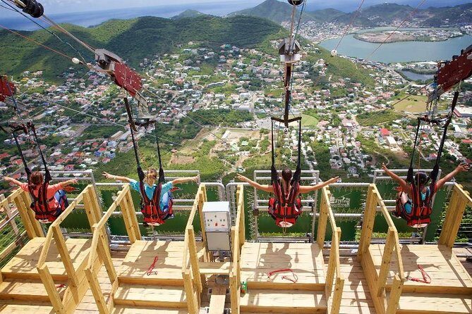 Sky Explorer and Flying Dutchman at Rainforest Adventures St. Maarten - Sky Explorer to Sentry Hill: the chairlift that earns its ticket